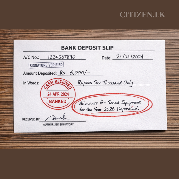 පාසල් උපකරණ සඳහා දීමනාව බැංකුගත කෙරේ